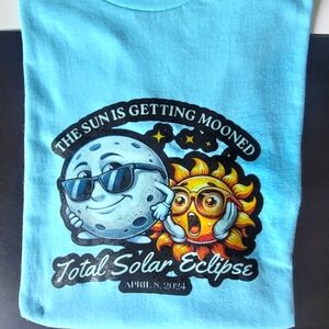 Unique, One-of-a-Kind, Solar Eclipse T-Shirt, April 8, 2024, Aqua Blue